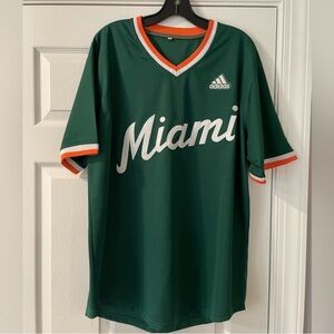 Adidas Miami Hurricanes Baseball Replica Green and Orange Jersey